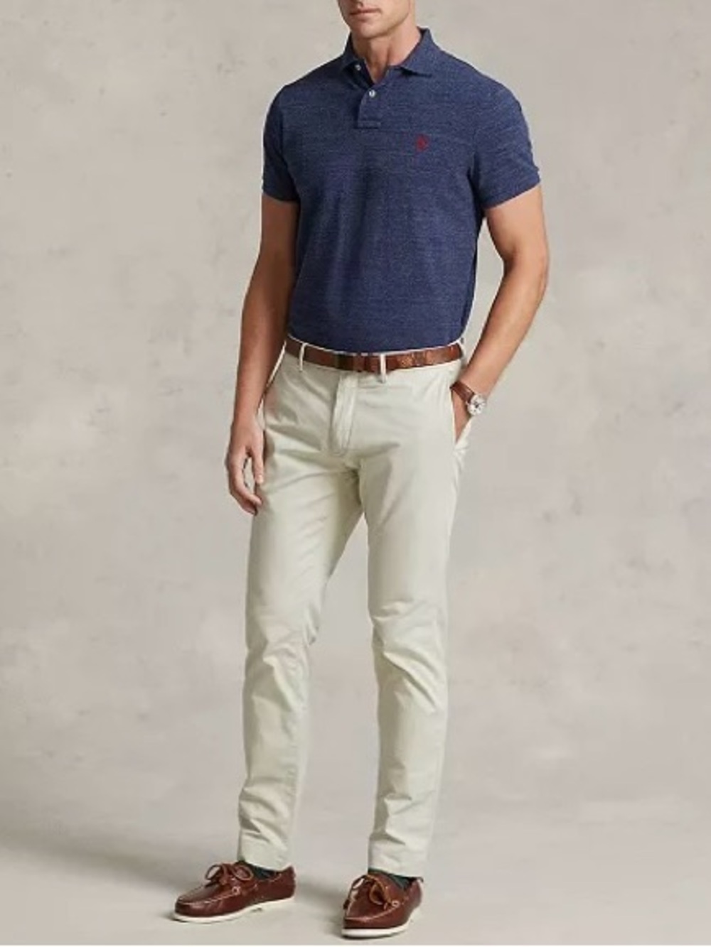 Polo by Ralph Lauren Navy Heather Short Sleeve Polo with Red Logo - Picture 5 of 6